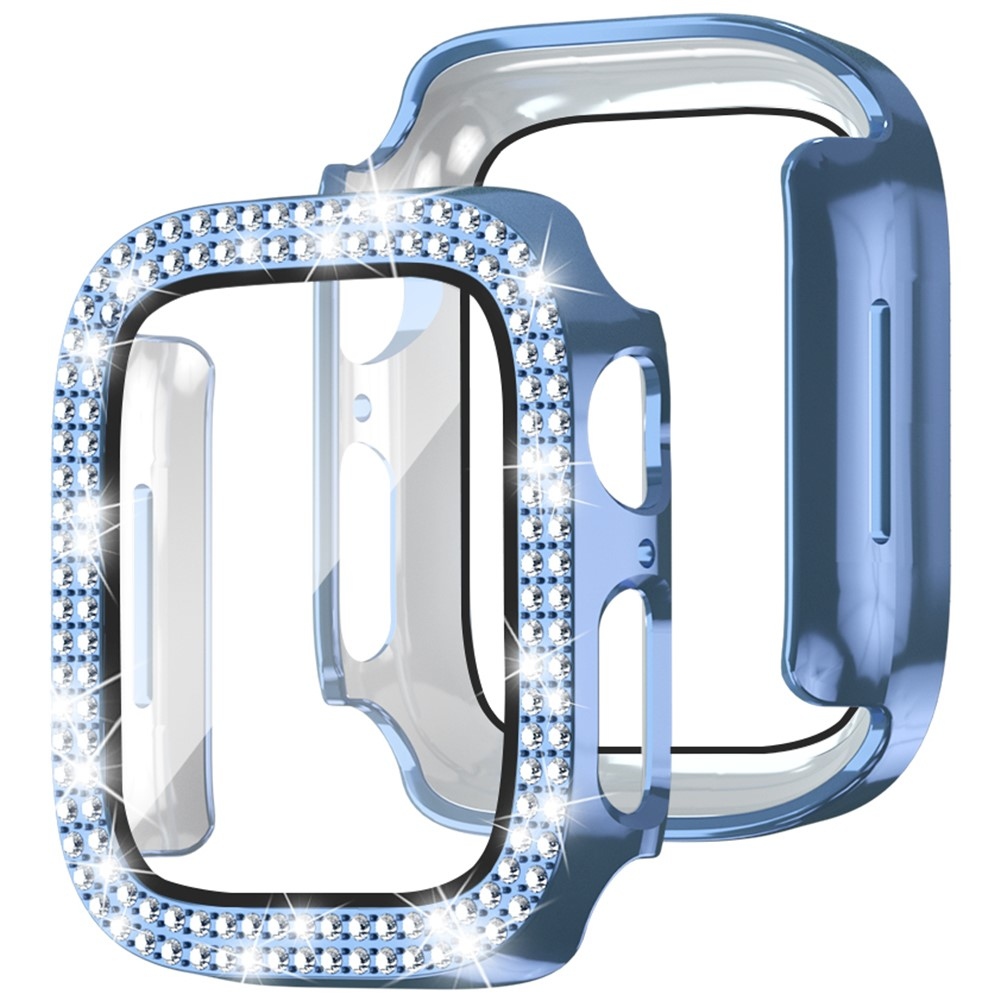 Decory plastové nasadzovacie puzdro s kamienkami na Apple Watch SE3/SE2/SE1/Watch 6/5/4 40mm - modré