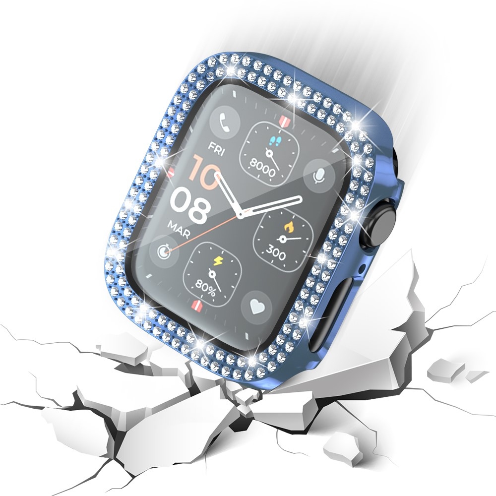 Decory plastové nasadzovacie puzdro s kamienkami na Apple Watch SE3/SE2/SE1/Watch 6/5/4 40mm - modré