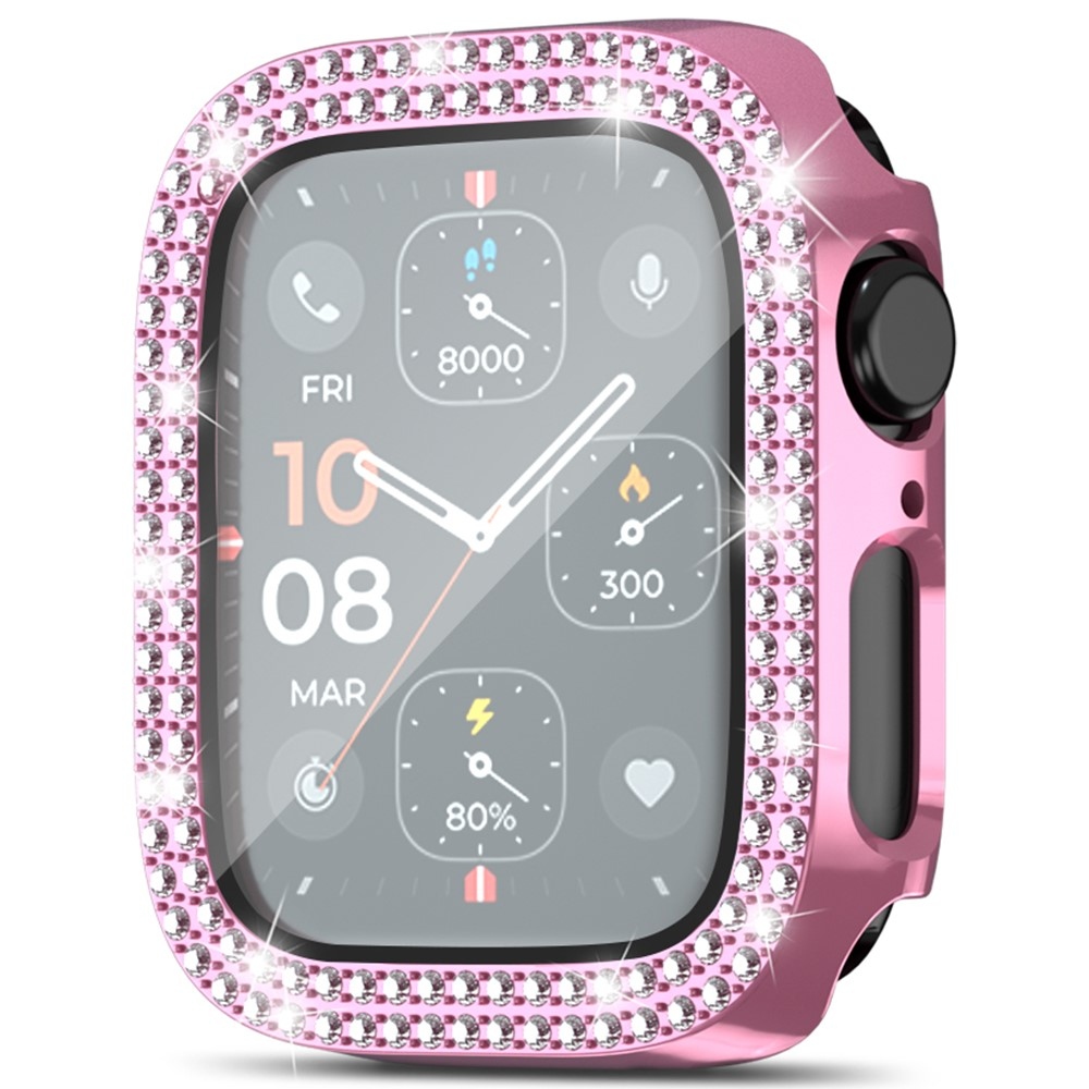 Decory plastové nasadzovacie puzdro s kamienkami na Apple Watch SE3/SE2/SE1/Watch 6/5/4 40mm - ružové
