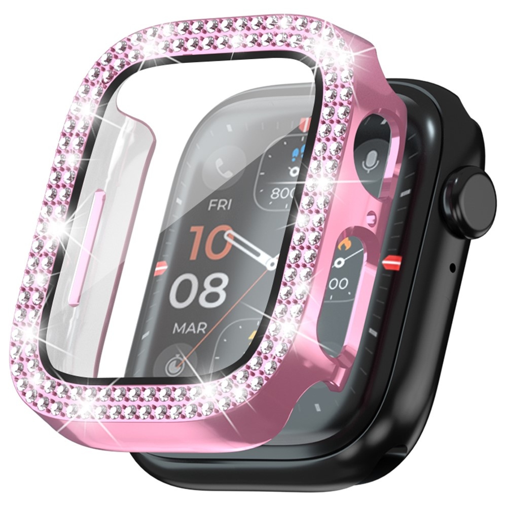 Decory plastové nasadzovacie puzdro s kamienkami na Apple Watch SE3/SE2/SE1/Watch 6/5/4 40mm - ružové