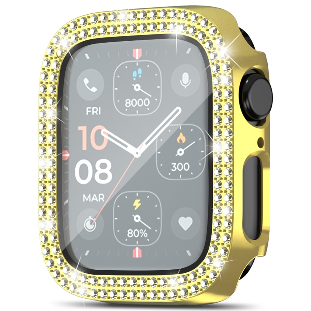 Decory plastové nasadzovacie puzdro s kamienkami na Apple Watch SE3/SE2/SE1/Watch 6/5/4 40mm - zlaté