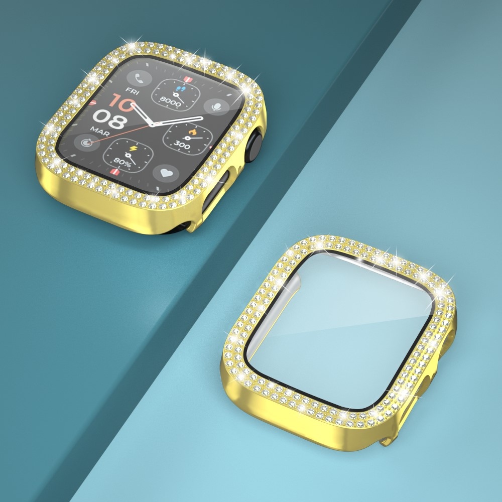 Decory plastové nasadzovacie puzdro s kamienkami na Apple Watch SE3/SE2/SE1/Watch 6/5/4 40mm - zlaté