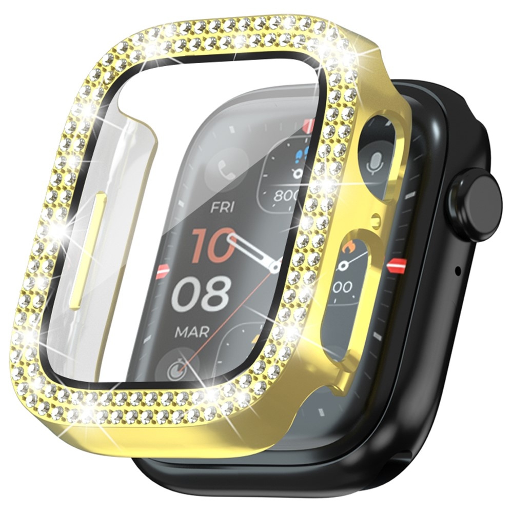 Decory plastové nasadzovacie puzdro s kamienkami na Apple Watch SE3/SE2/SE1/Watch 6/5/4 40mm - zlaté