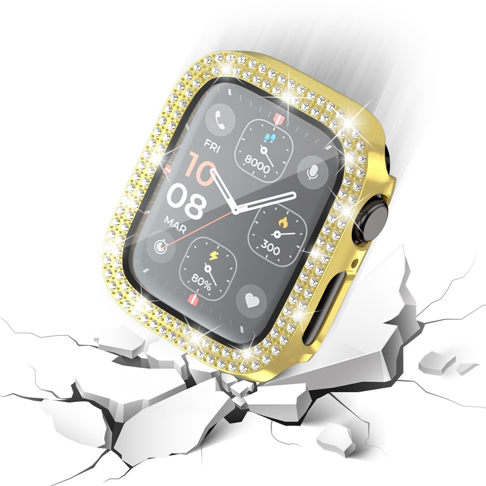 Decory plastové nasadzovacie puzdro s kamienkami na Apple Watch SE3/SE2/SE1/Watch 6/5/4 40mm - zlaté