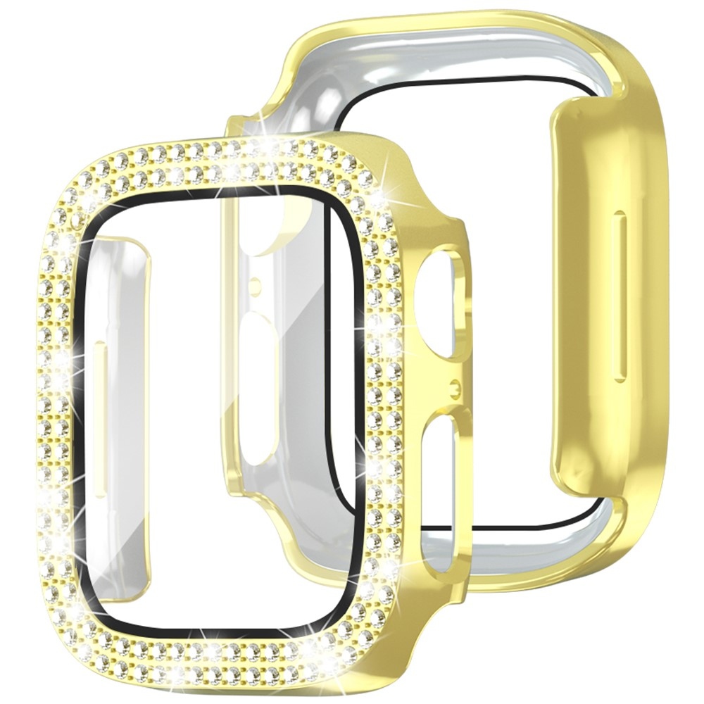 Decory plastové nasadzovacie puzdro s kamienkami na Apple Watch SE3/SE2/SE1/Watch 6/5/4 40mm - zlaté