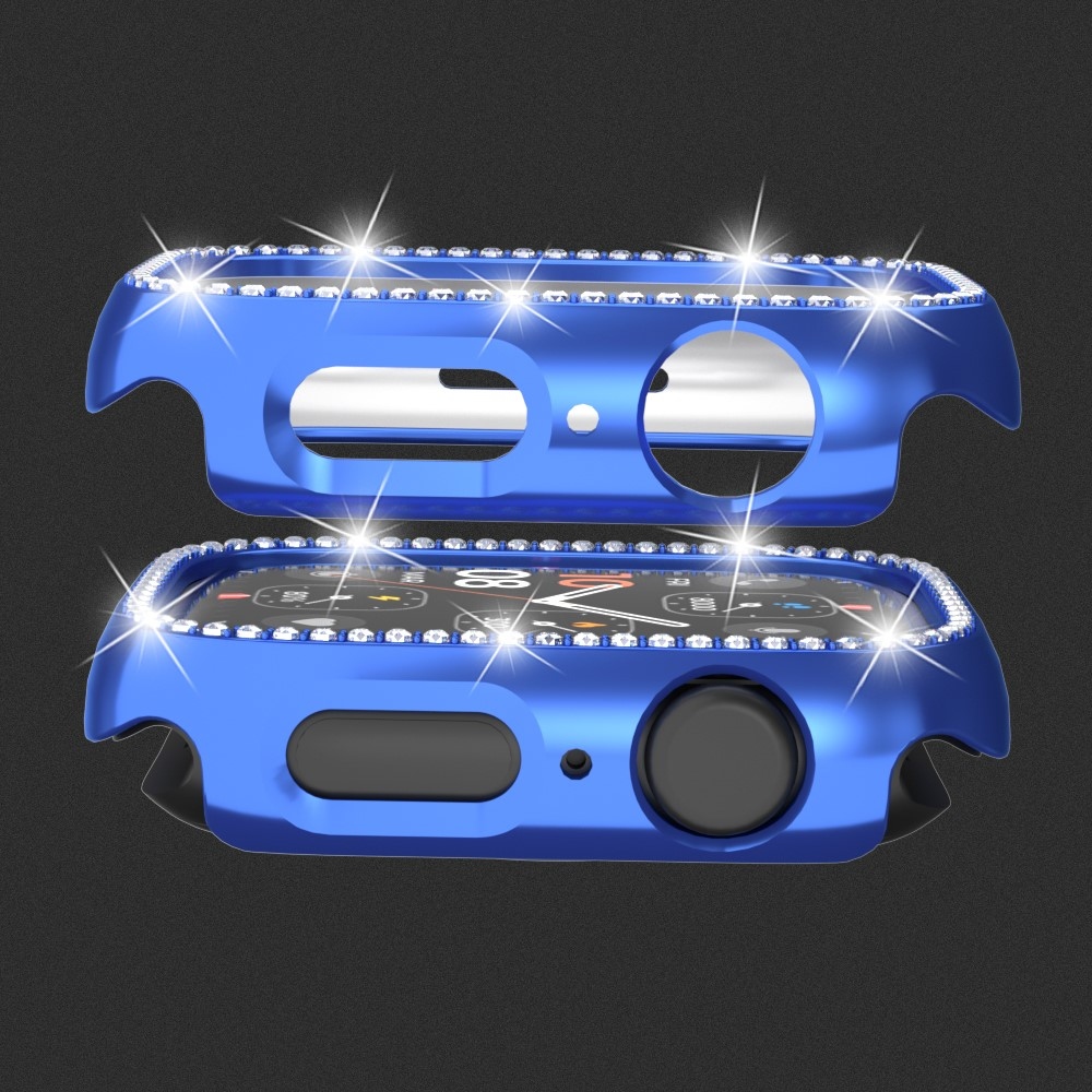 Decory plastové nasadzovacie puzdro s kamienkami na Apple Watch SE3/SE2/SE1/Watch 6/5/4 44mm - modré