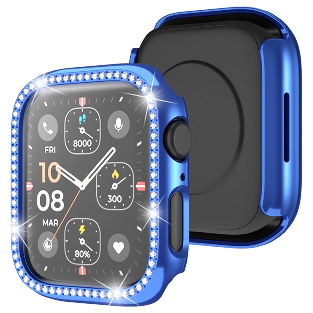 Decory plastové nasadzovacie puzdro s kamienkami na Apple Watch SE3/SE2/SE1/Watch 6/5/4 44mm - modré
