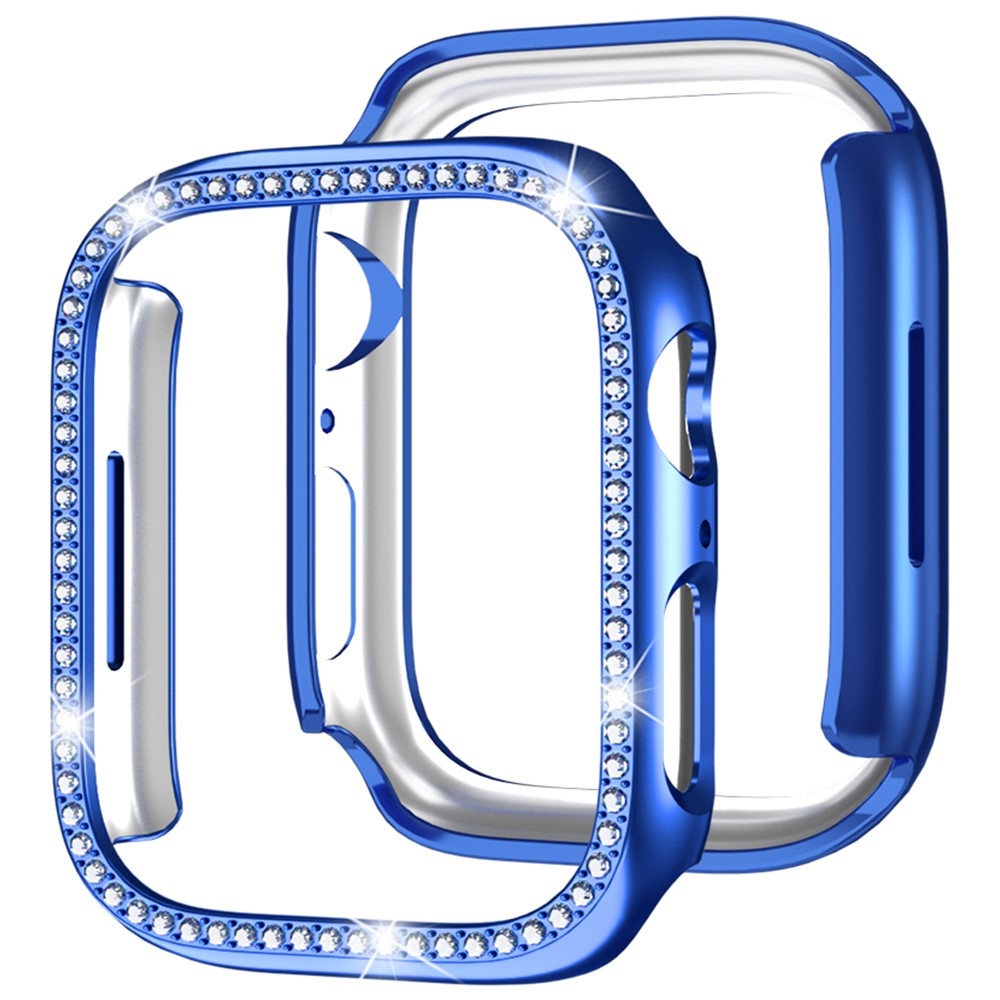 Decory plastové nasadzovacie puzdro s kamienkami na Apple Watch SE3/SE2/SE1/Watch 6/5/4 44mm - modré