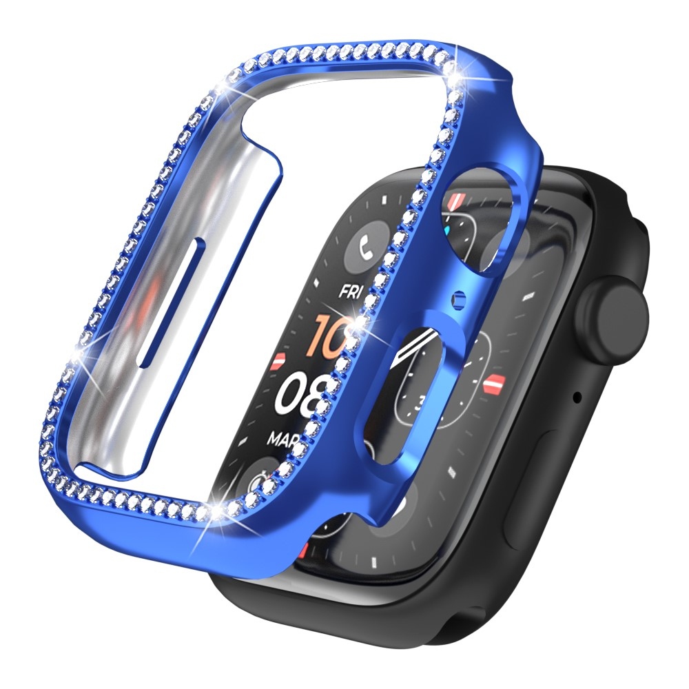 Decory plastové nasadzovacie puzdro s kamienkami na Apple Watch SE3/SE2/SE1/Watch 6/5/4 44mm - modré
