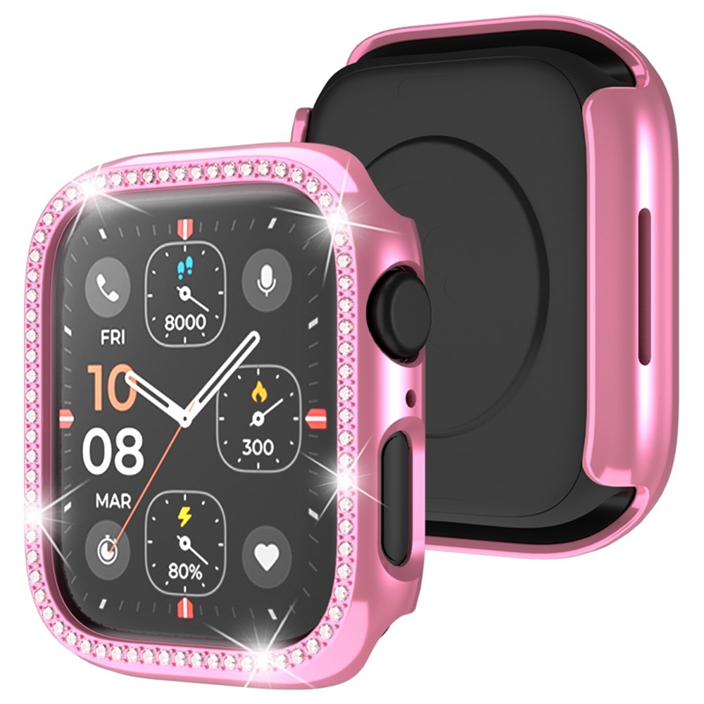 Decory plastové nasadzovacie puzdro s kamienkami na Apple Watch SE3/SE2/SE1/Watch 6/5/4 44mm - ružové