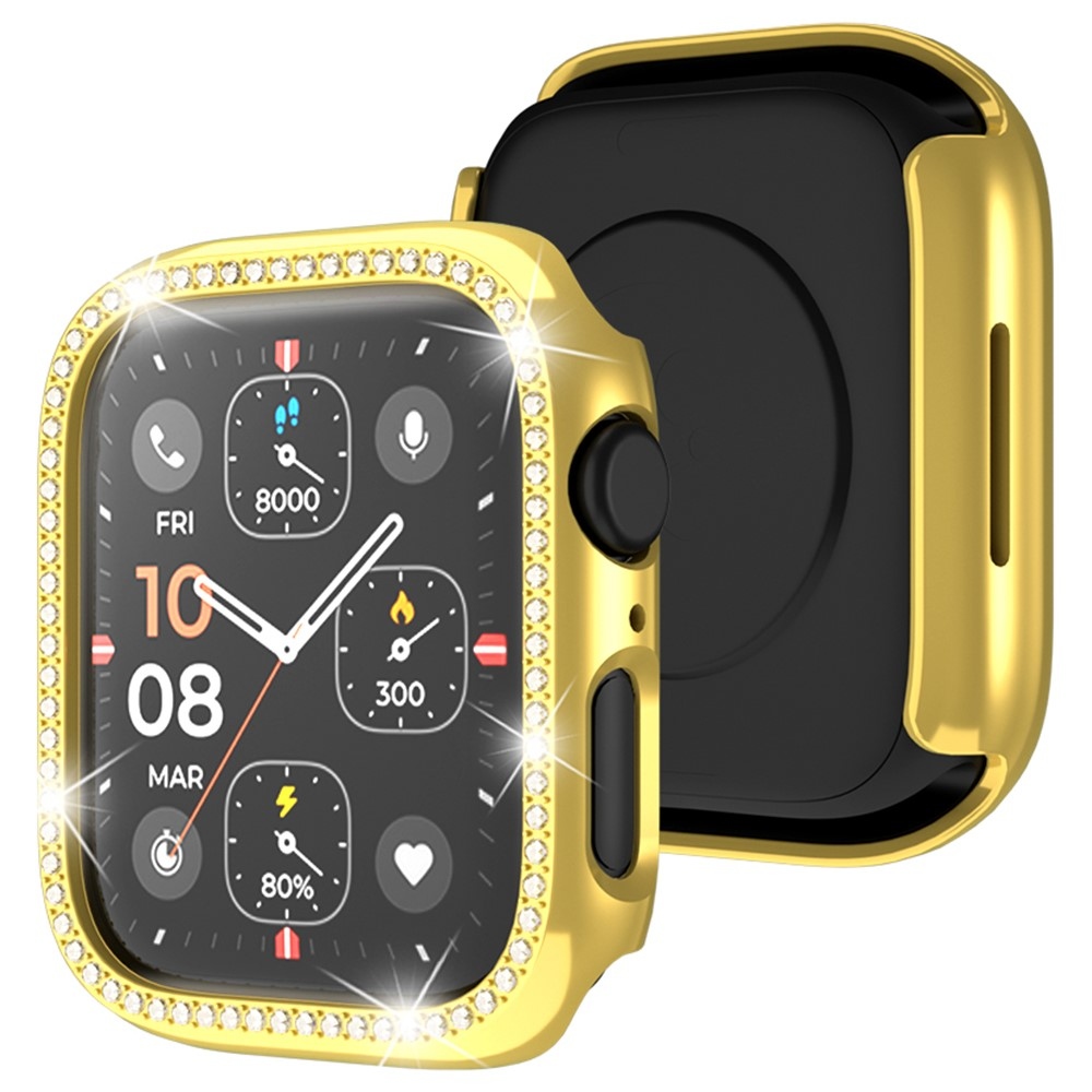 Decory plastové nasadzovacie puzdro s kamienkami na Apple Watch SE3/SE2/SE1/Watch 6/5/4 44mm - zlaté