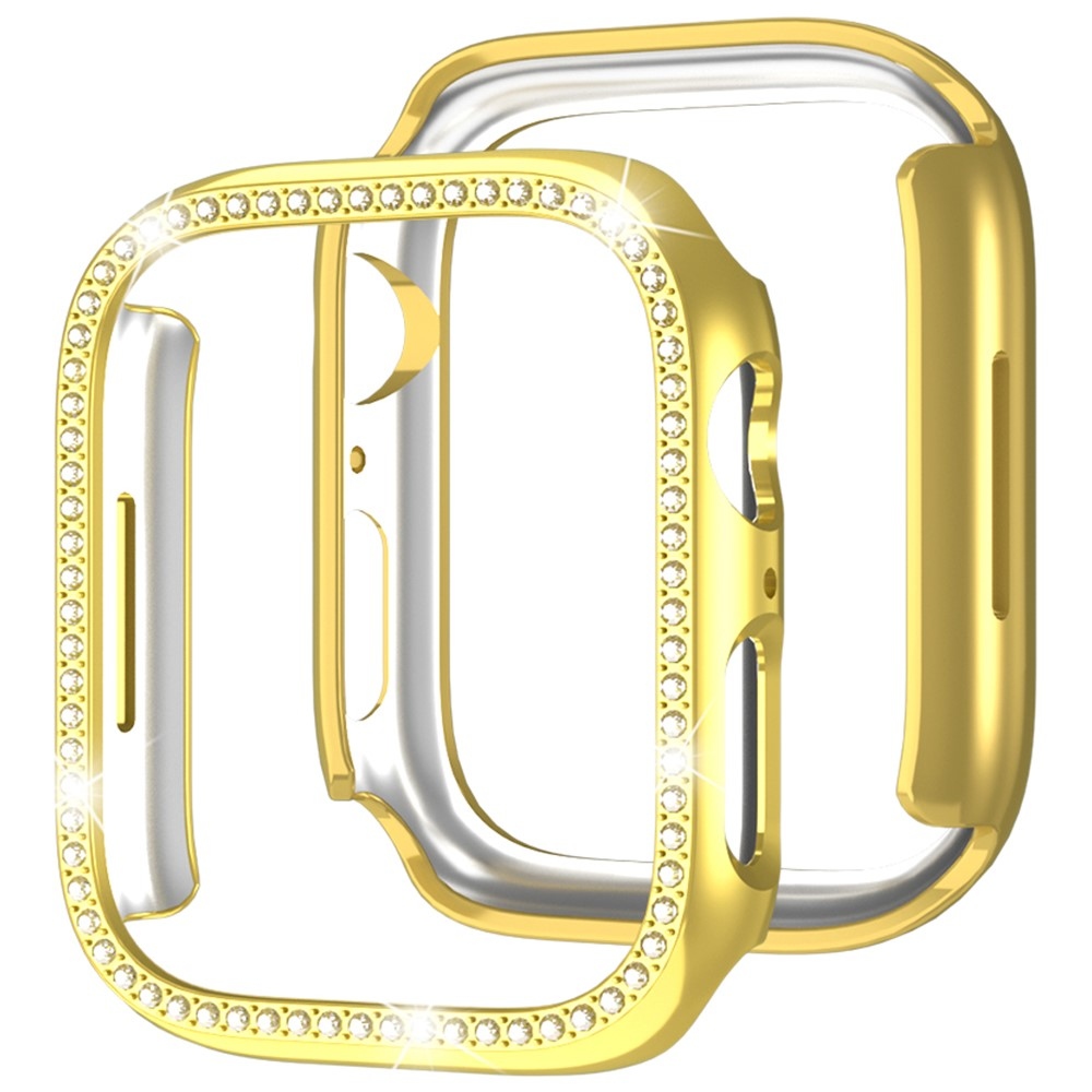 Decory plastové nasadzovacie puzdro s kamienkami na Apple Watch SE3/SE2/SE1/Watch 6/5/4 44mm - zlaté