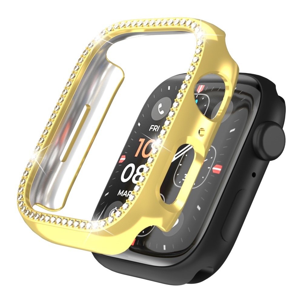Decory plastové nasadzovacie puzdro s kamienkami na Apple Watch SE3/SE2/SE1/Watch 6/5/4 44mm - zlaté
