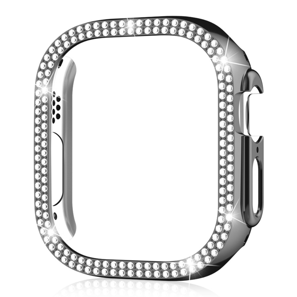 Decory plastové nasadzovacie puzdro s kamienkami na Apple Watch Ultra 4/3/2/1 49mm - čierne