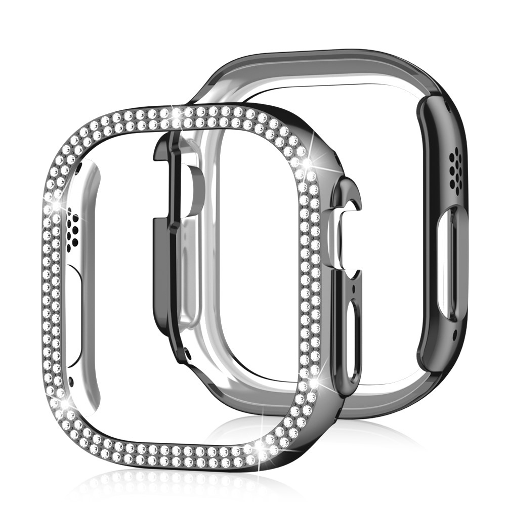 Decory plastové nasadzovacie puzdro s kamienkami na Apple Watch Ultra 4/3/2/1 49mm - čierne