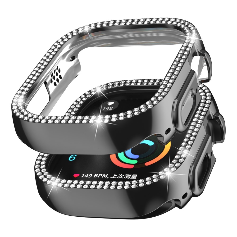 Decory plastové nasadzovacie puzdro s kamienkami na Apple Watch Ultra 4/3/2/1 49mm - čierne