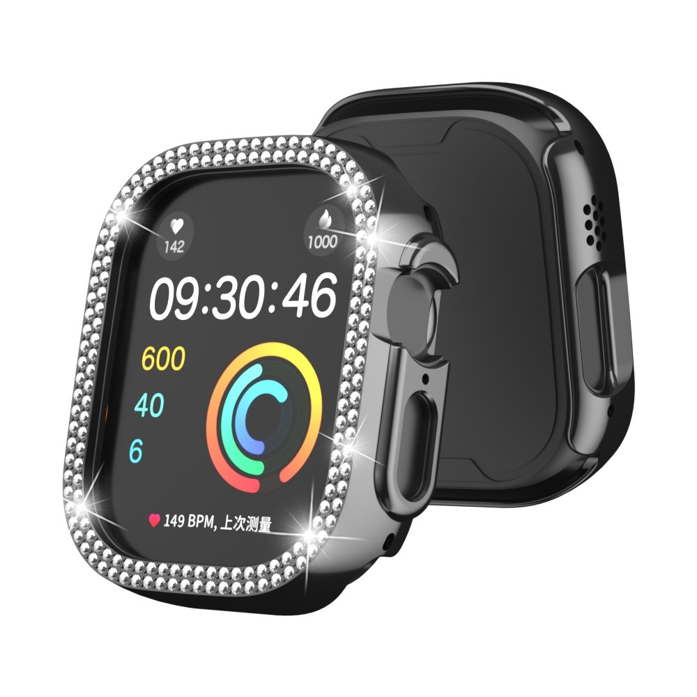 Decory plastové nasadzovacie puzdro s kamienkami na Apple Watch Ultra 4/3/2/1 49mm - čierne
