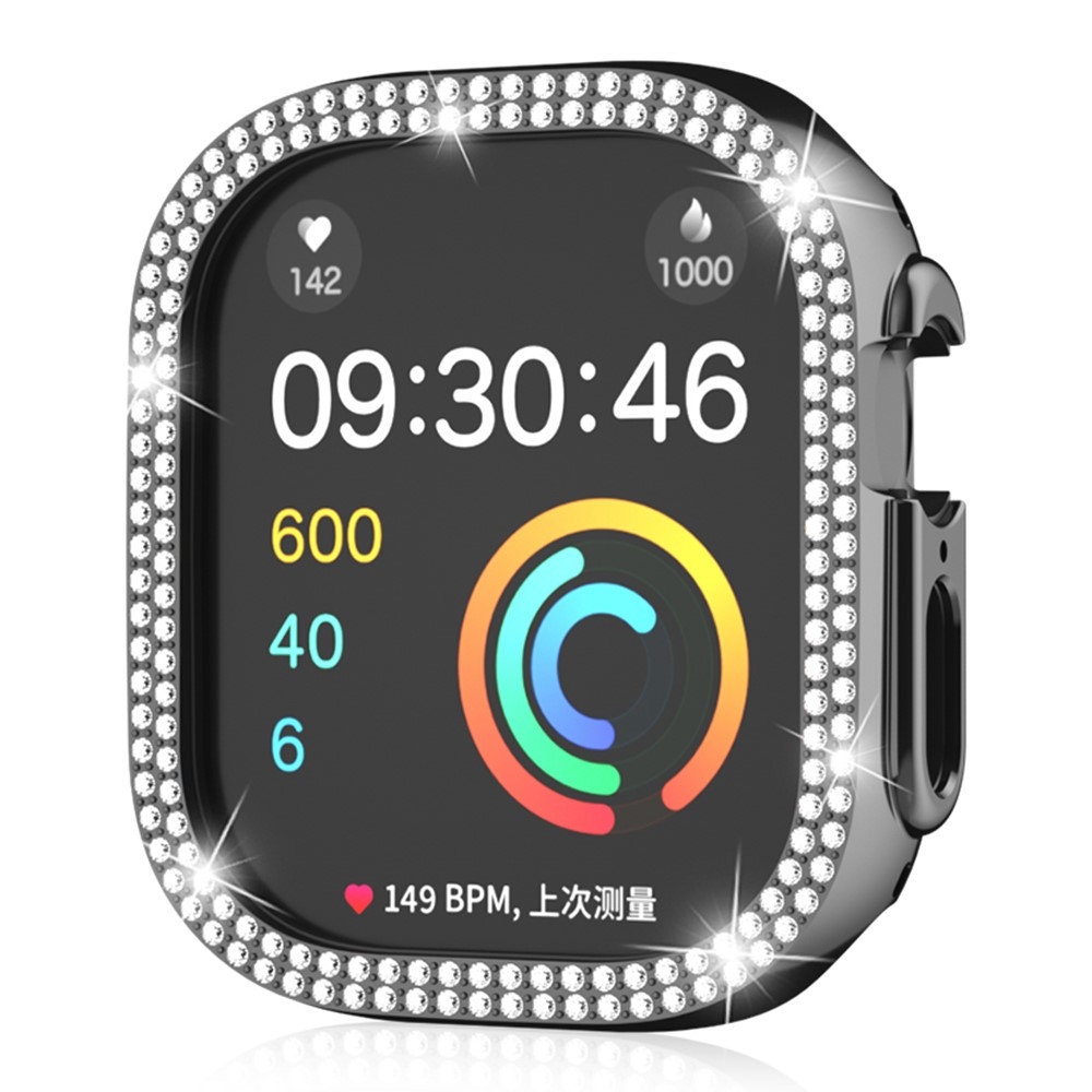 Decory plastové nasadzovacie puzdro s kamienkami na Apple Watch Ultra 4/3/2/1 49mm - čierne