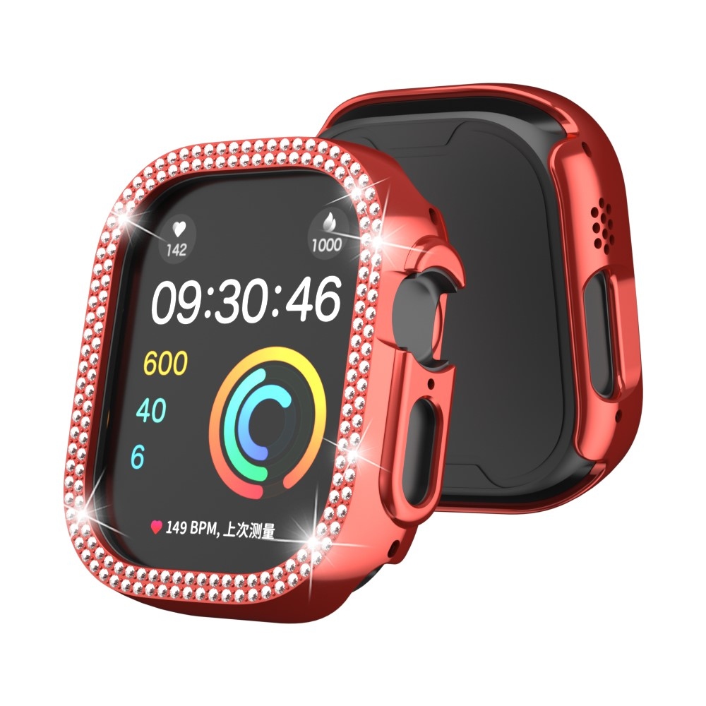 Decory plastové nasadzovacie puzdro s kamienkami na Apple Watch Ultra 4/3/2/1 49mm - červené