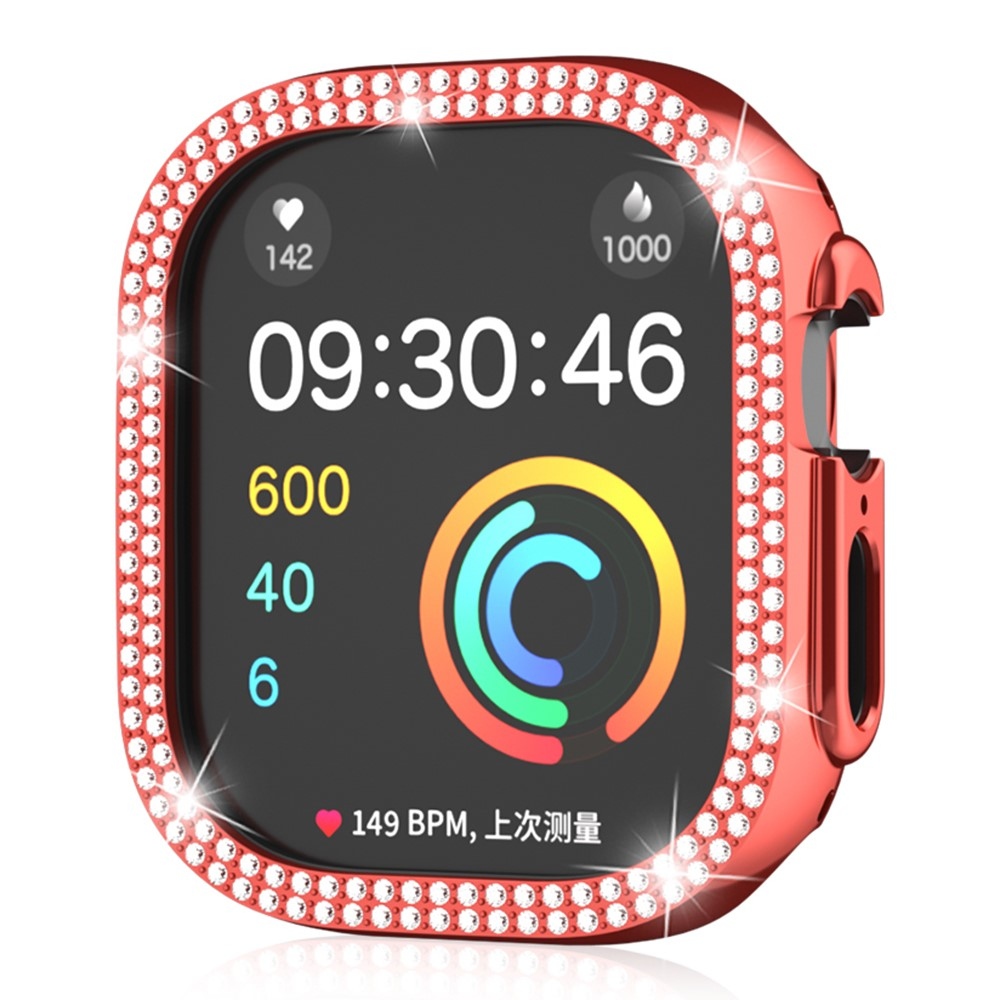 Decory plastové nasadzovacie puzdro s kamienkami na Apple Watch Ultra 4/3/2/1 49mm - červené