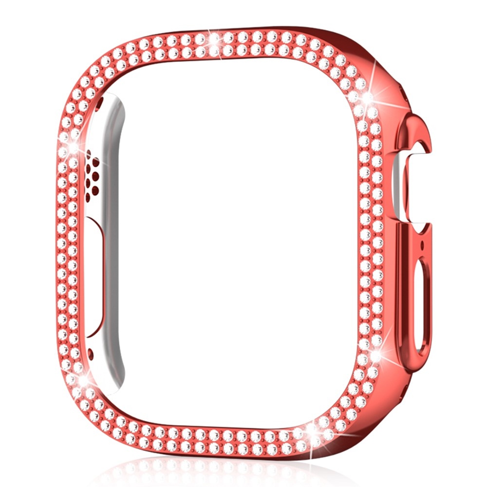 Decory plastové nasadzovacie puzdro s kamienkami na Apple Watch Ultra 4/3/2/1 49mm - červené