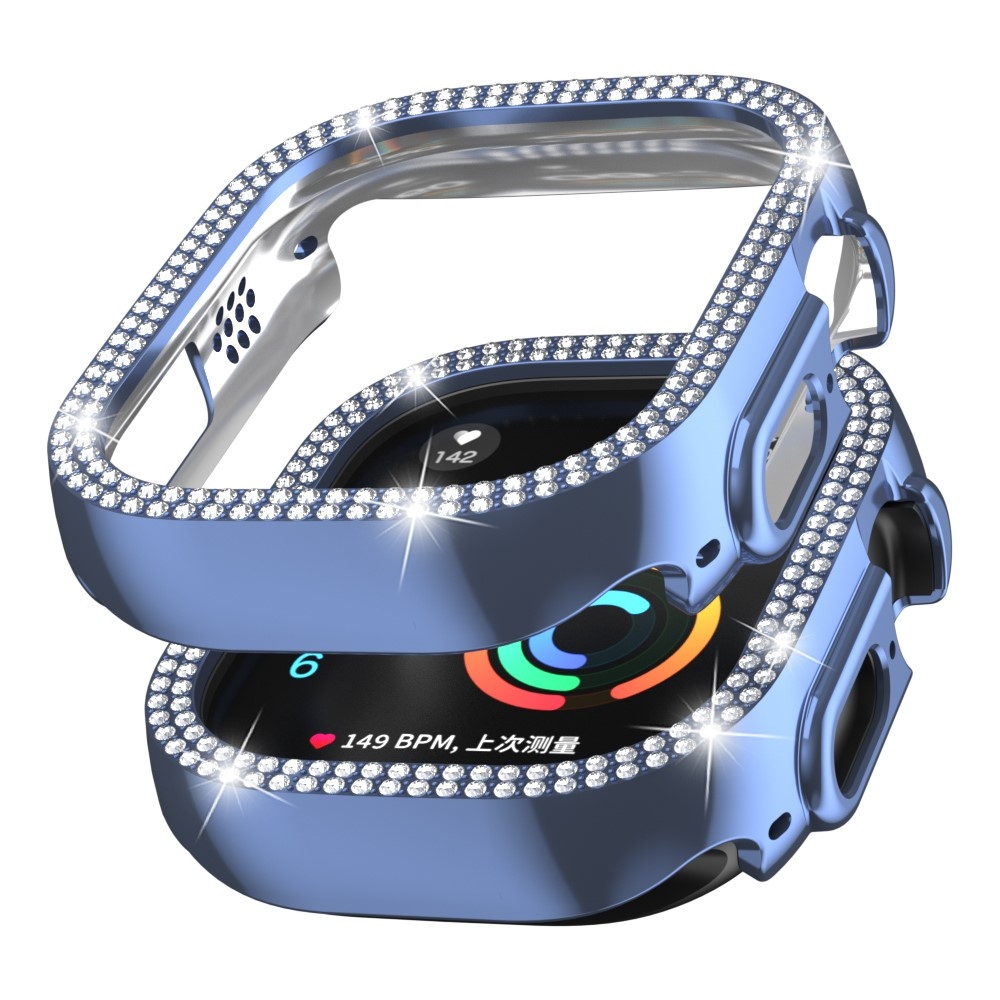 Decory plastové nasadzovacie puzdro s kamienkami na Apple Watch Ultra 4/3/2/1 49mm - modré