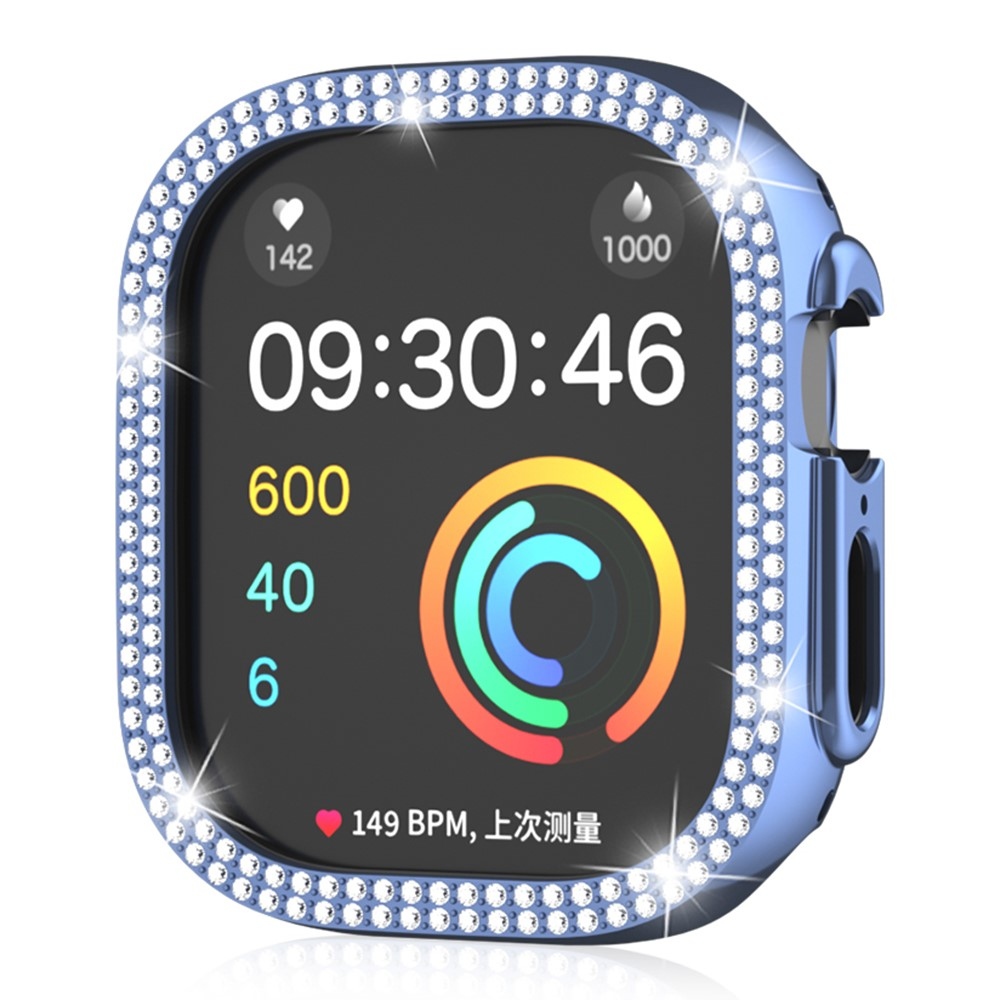Decory plastové nasadzovacie puzdro s kamienkami na Apple Watch Ultra 4/3/2/1 49mm - modré