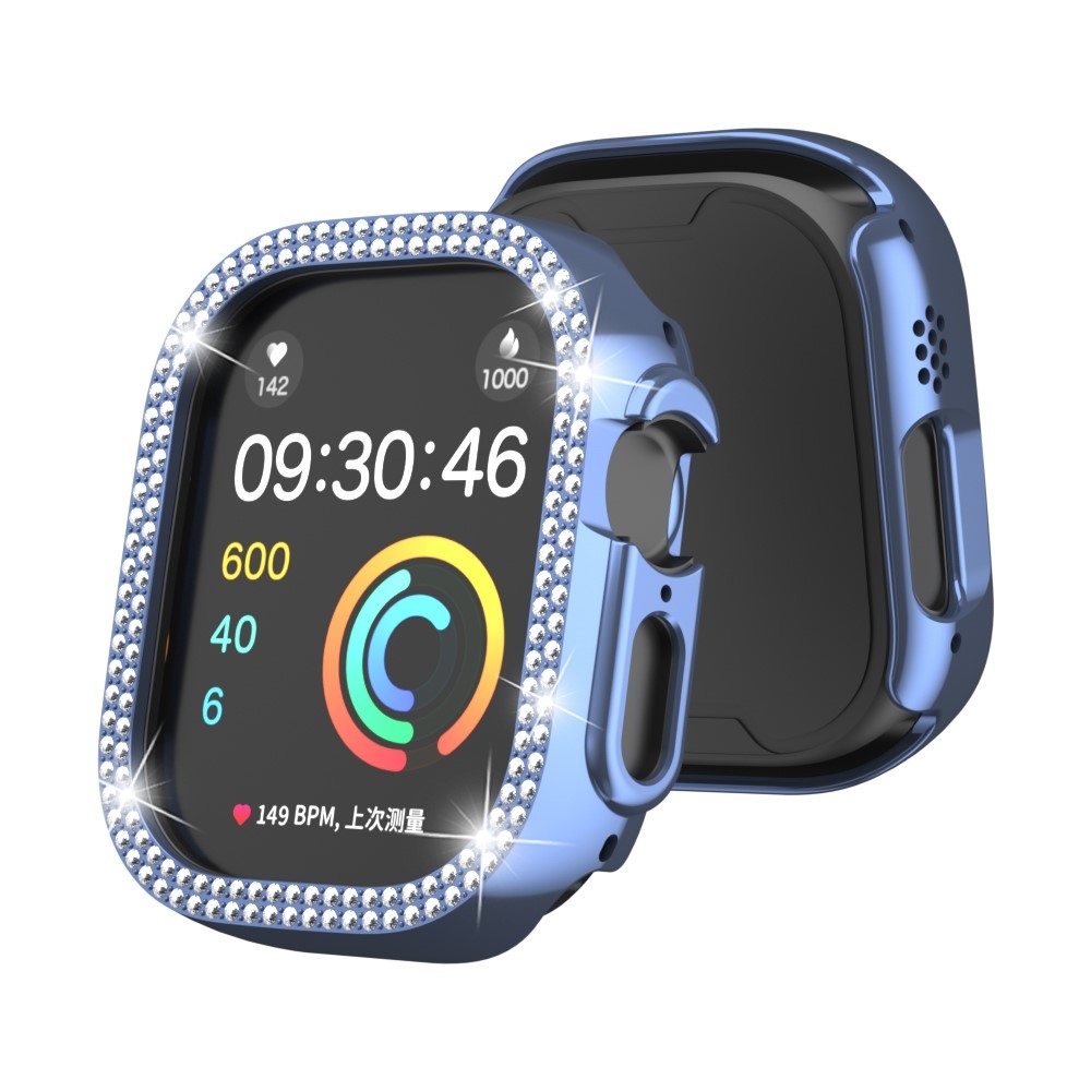 Decory plastové nasadzovacie puzdro s kamienkami na Apple Watch Ultra 4/3/2/1 49mm - modré