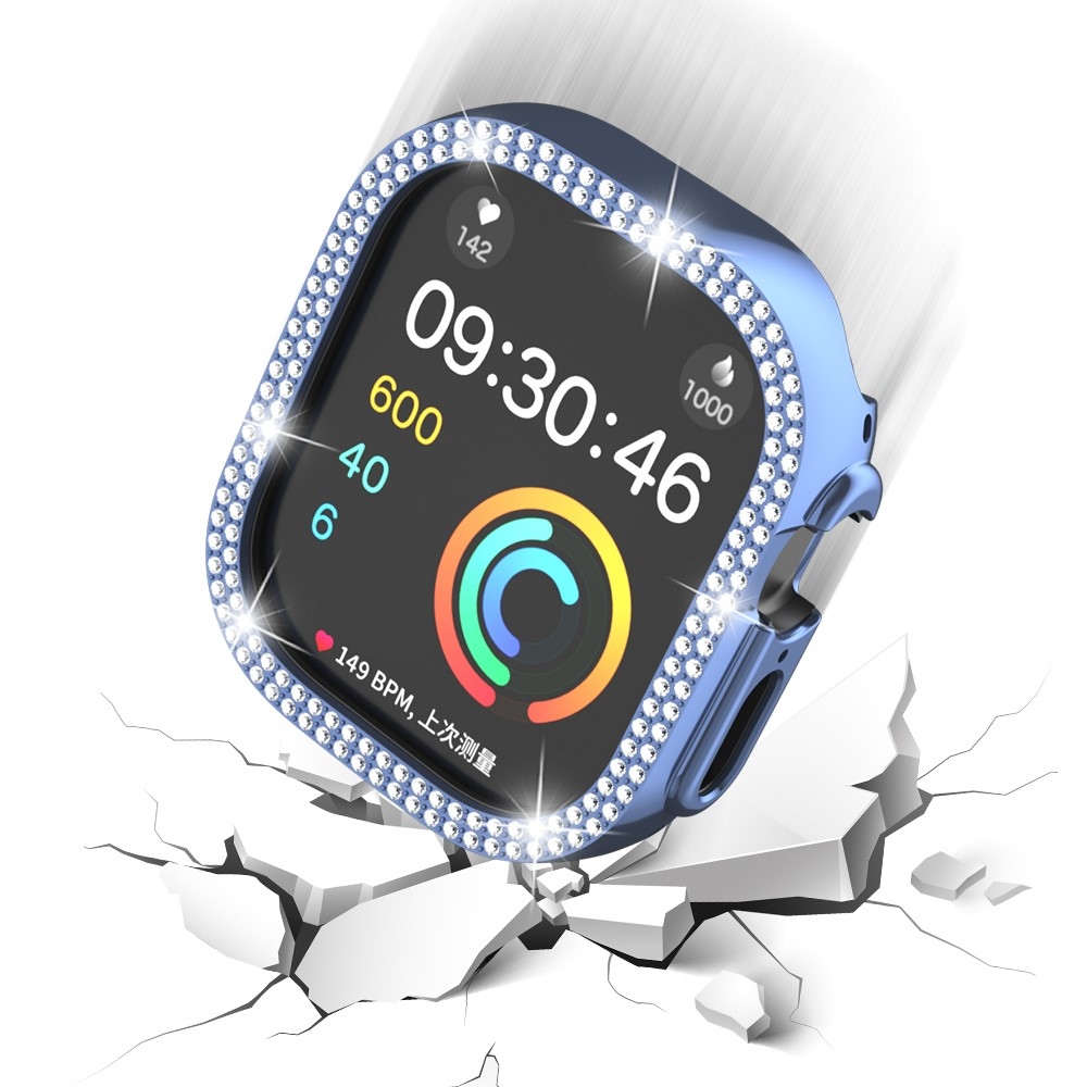 Decory plastové nasadzovacie puzdro s kamienkami na Apple Watch Ultra 4/3/2/1 49mm - modré