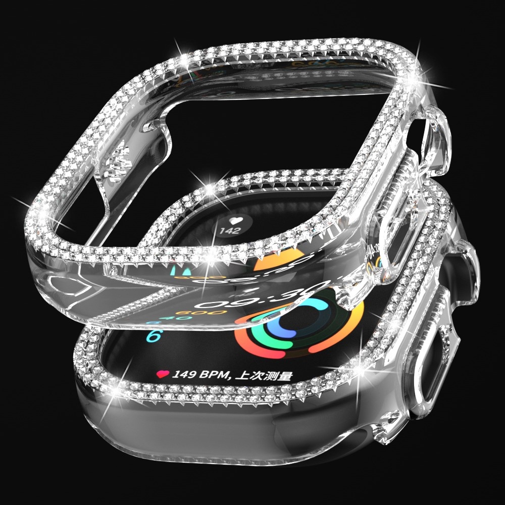 Decory plastové nasadzovacie puzdro s kamienkami na Apple Watch Ultra 4/3/2/1 49mm - priehľadné