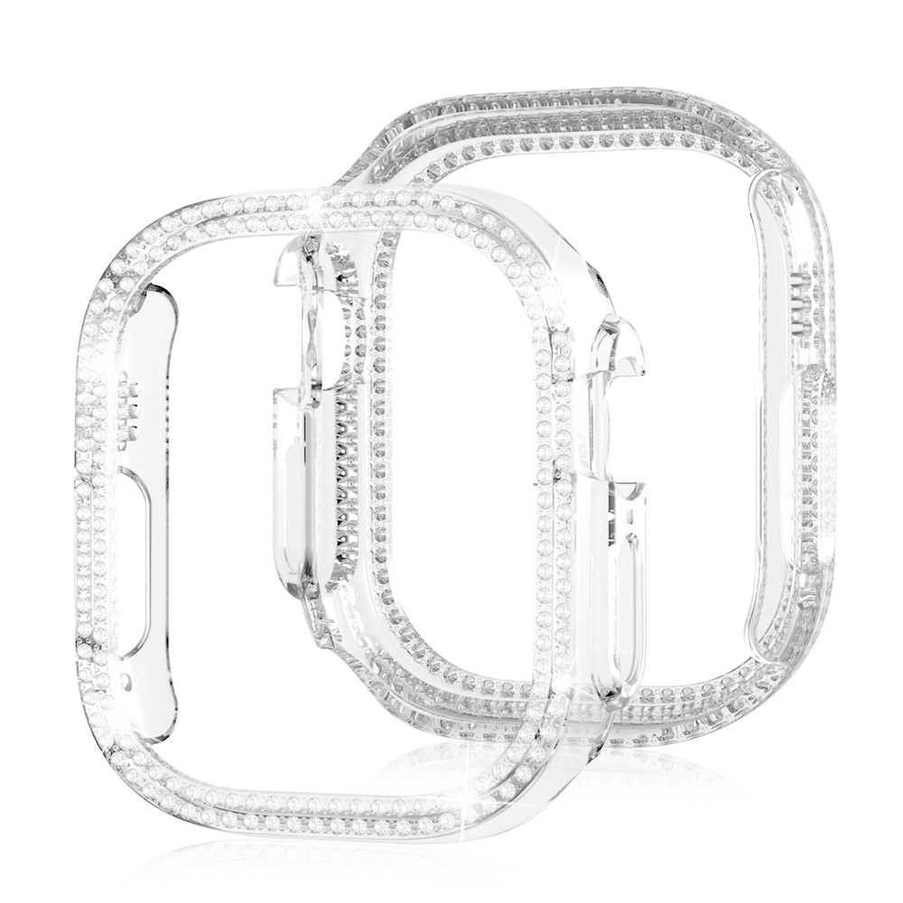 Decory plastové nasadzovacie puzdro s kamienkami na Apple Watch Ultra 4/3/2/1 49mm - priehľadné