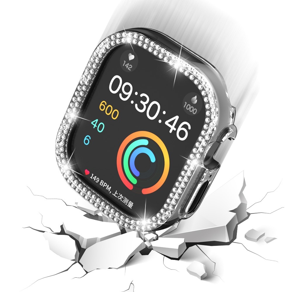 Decory plastové nasadzovacie puzdro s kamienkami na Apple Watch Ultra 4/3/2/1 49mm - priehľadné