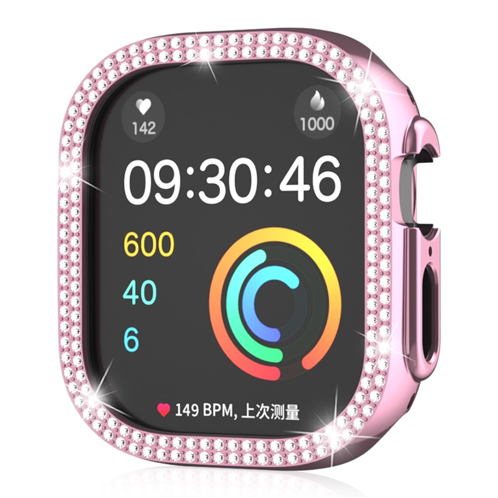 Decory plastové nasadzovacie puzdro s kamienkami na Apple Watch Ultra 4/3/2/1 49mm - ružové