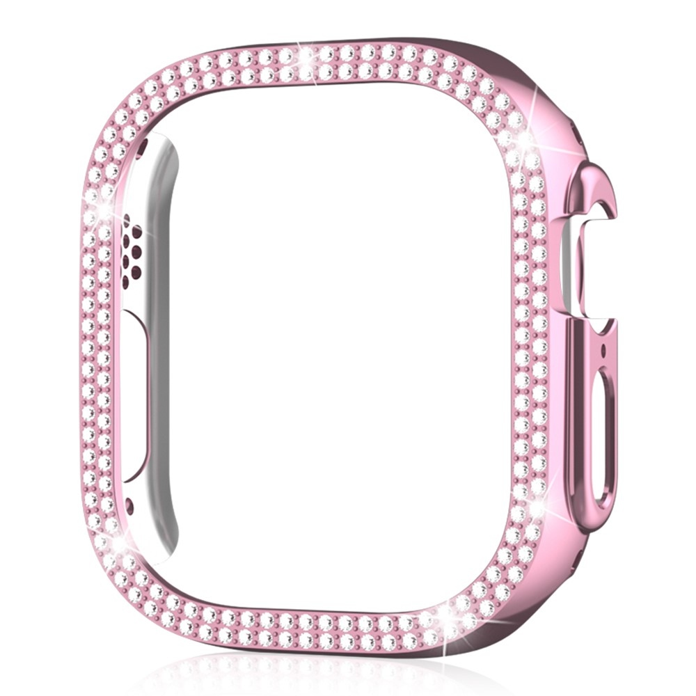 Decory plastové nasadzovacie puzdro s kamienkami na Apple Watch Ultra 4/3/2/1 49mm - ružové