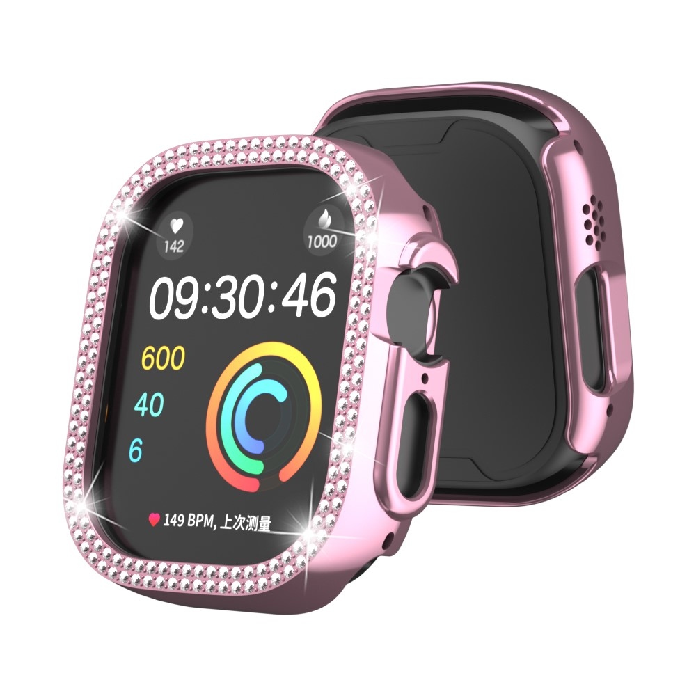 Decory plastové nasadzovacie puzdro s kamienkami na Apple Watch Ultra 4/3/2/1 49mm - ružové
