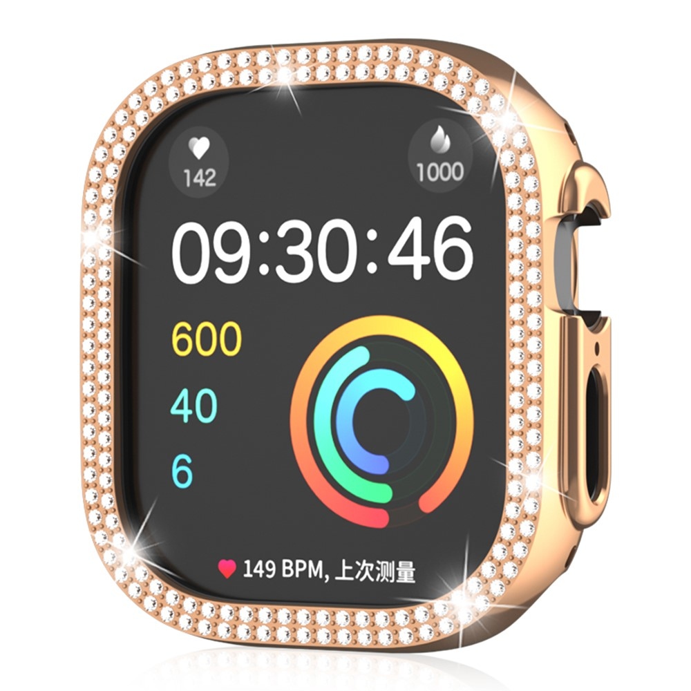 Decory plastové nasadzovacie puzdro s kamienkami na Apple Watch Ultra 4/3/2/1 49mm - ružovozlaté