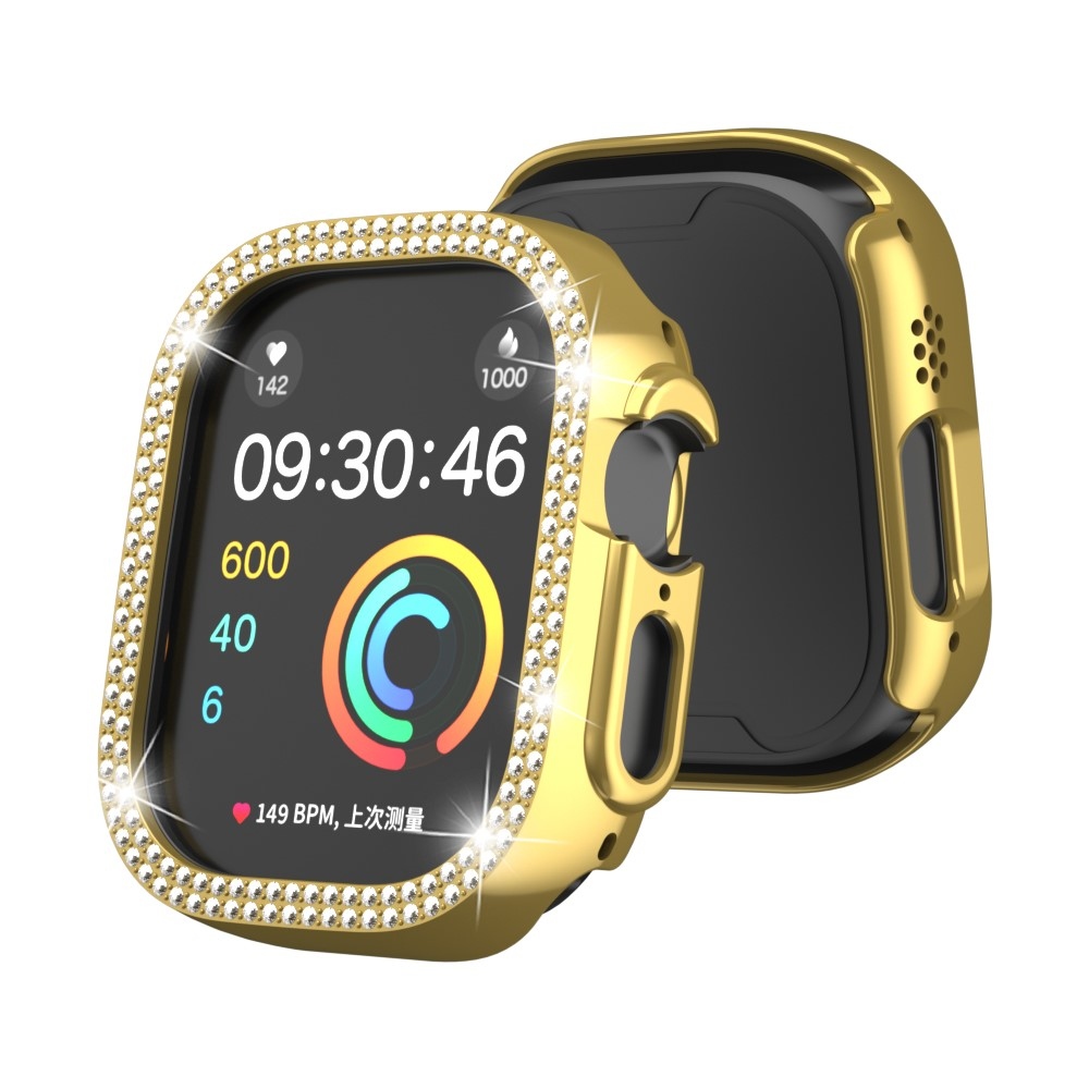 Decory plastové nasadzovacie puzdro s kamienkami na Apple Watch Ultra 4/3/2/1 49mm - zlaté