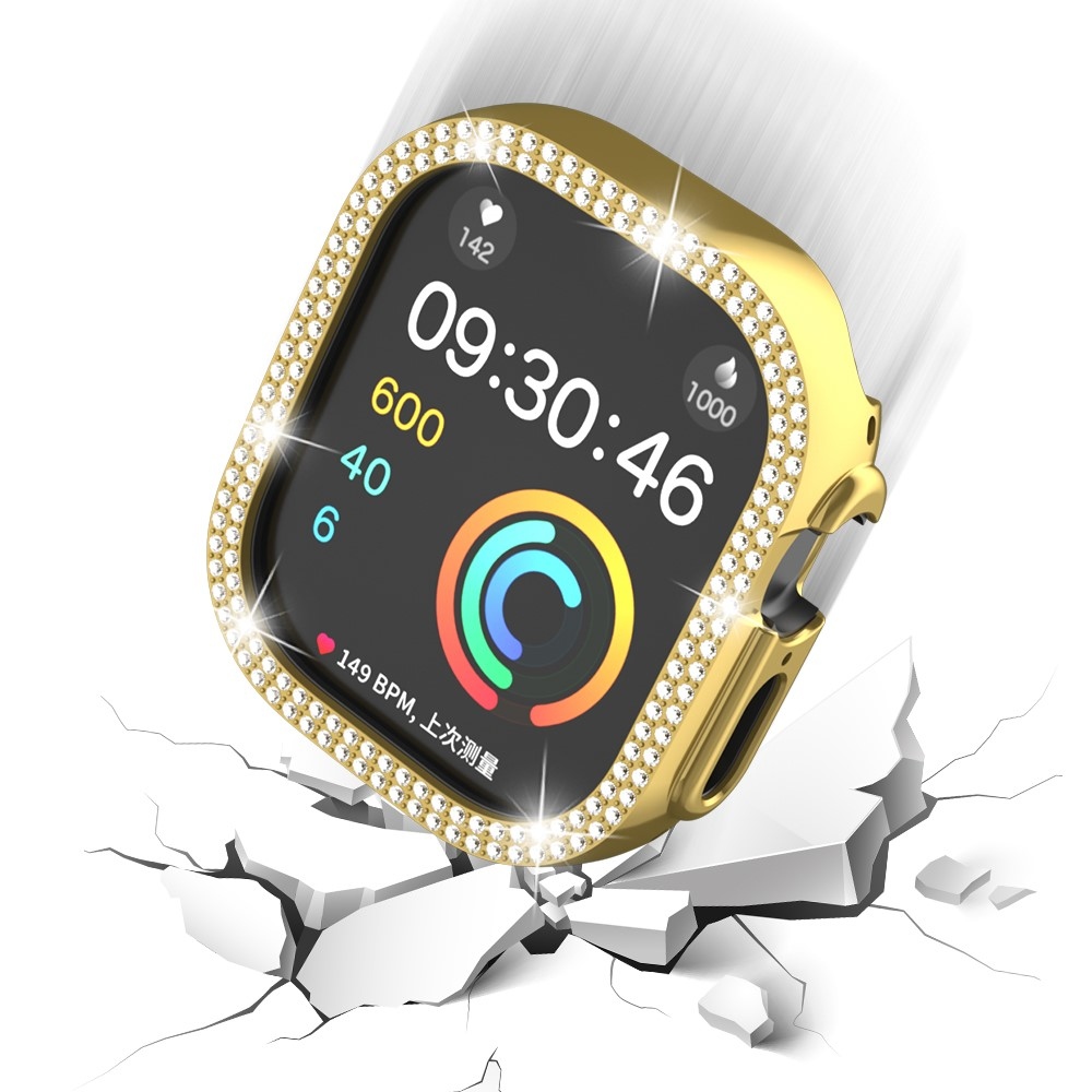 Decory plastové nasadzovacie puzdro s kamienkami na Apple Watch Ultra 4/3/2/1 49mm - zlaté