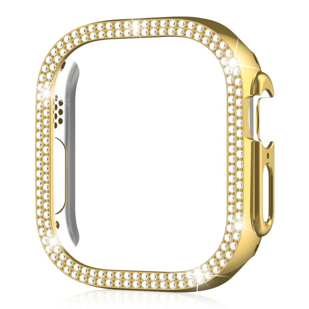 Decory plastové nasadzovacie puzdro s kamienkami na Apple Watch Ultra 4/3/2/1 49mm - zlaté