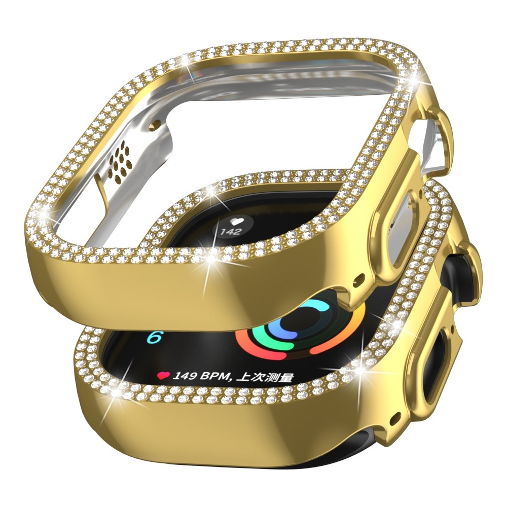 Decory plastové nasadzovacie puzdro s kamienkami na Apple Watch Ultra 4/3/2/1 49mm - zlaté