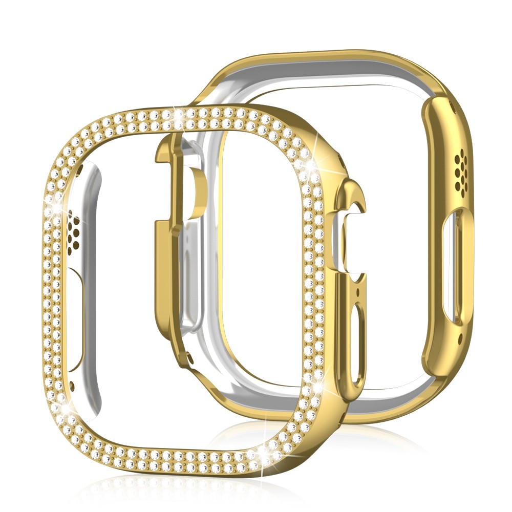 Decory plastové nasadzovacie puzdro s kamienkami na Apple Watch Ultra 4/3/2/1 49mm - zlaté
