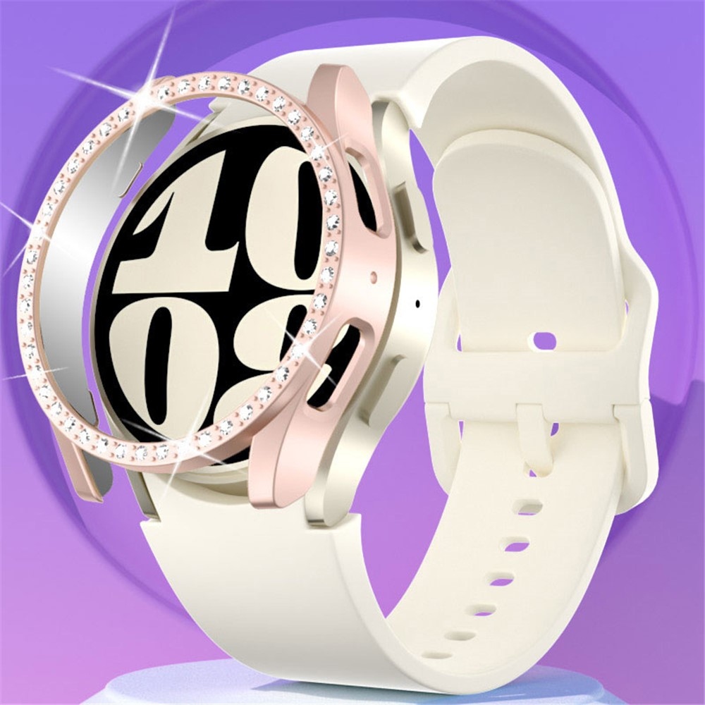 Decory plastové nasadzovacie puzdro s kamienkami na Samsung Galaxy Watch7 40mm - ružové