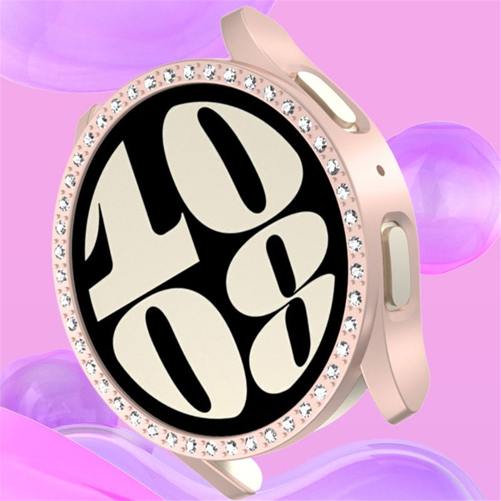Decory plastové nasadzovacie puzdro s kamienkami na Samsung Galaxy Watch7 40mm - ružové