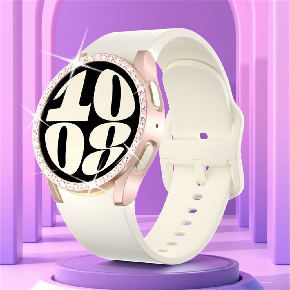 Decory plastové nasadzovacie puzdro s kamienkami na Samsung Galaxy Watch7 40mm - ružové