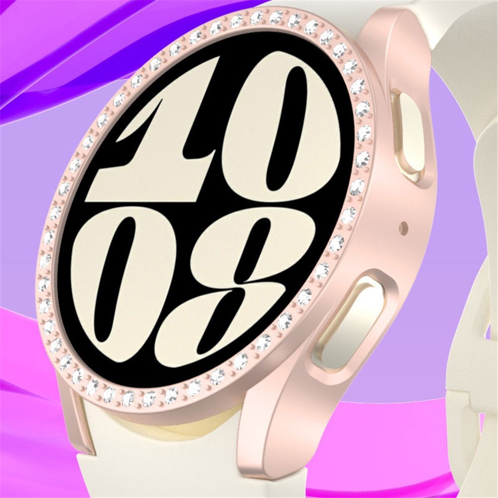 Decory plastové nasadzovacie puzdro s kamienkami na Samsung Galaxy Watch7 40mm - ružové