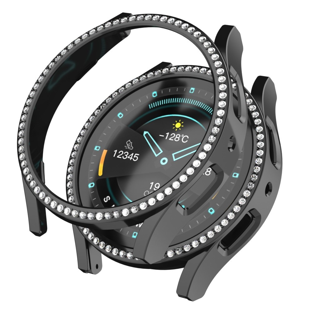 Decory plastové nasadzovacie puzdro s kamienkami na Samsung Galaxy Watch7 44mm - čierne