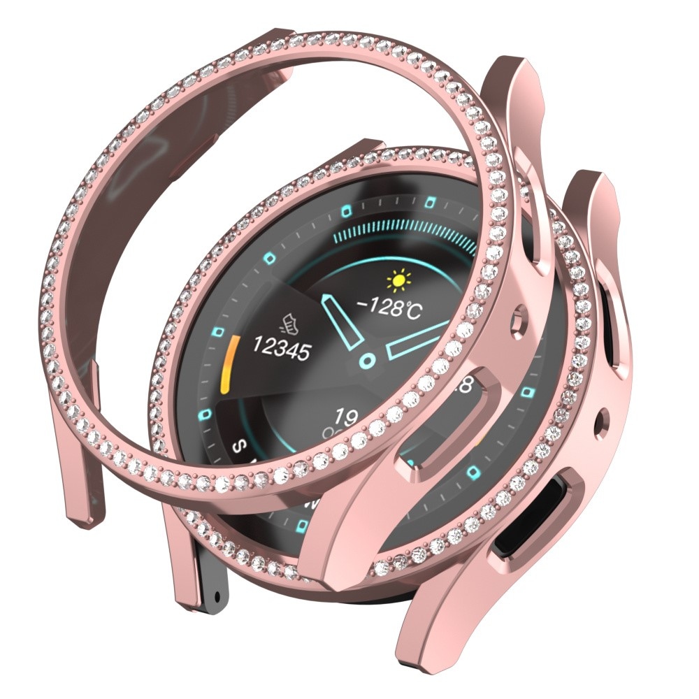 Decory plastové nasadzovacie puzdro s kamienkami na Samsung Galaxy Watch7 44mm - ružové