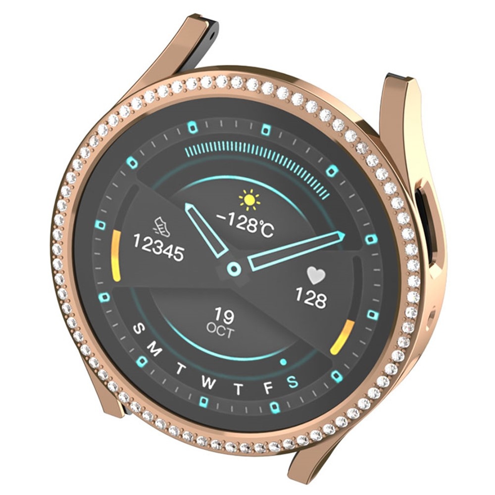 Decory plastové nasadzovacie puzdro s kamienkami na Samsung Galaxy Watch7 44mm - ružovozlaté