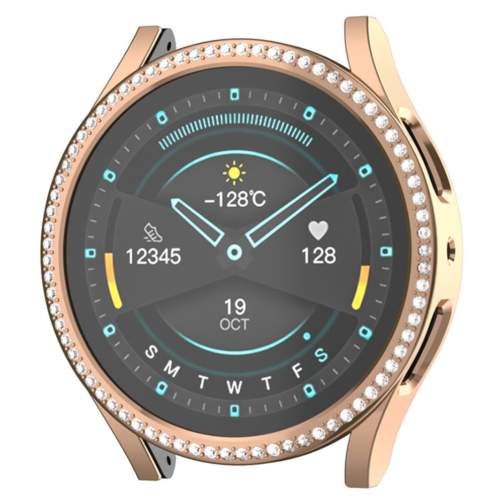 Decory plastové nasadzovacie puzdro s kamienkami na Samsung Galaxy Watch7 44mm - ružovozlaté