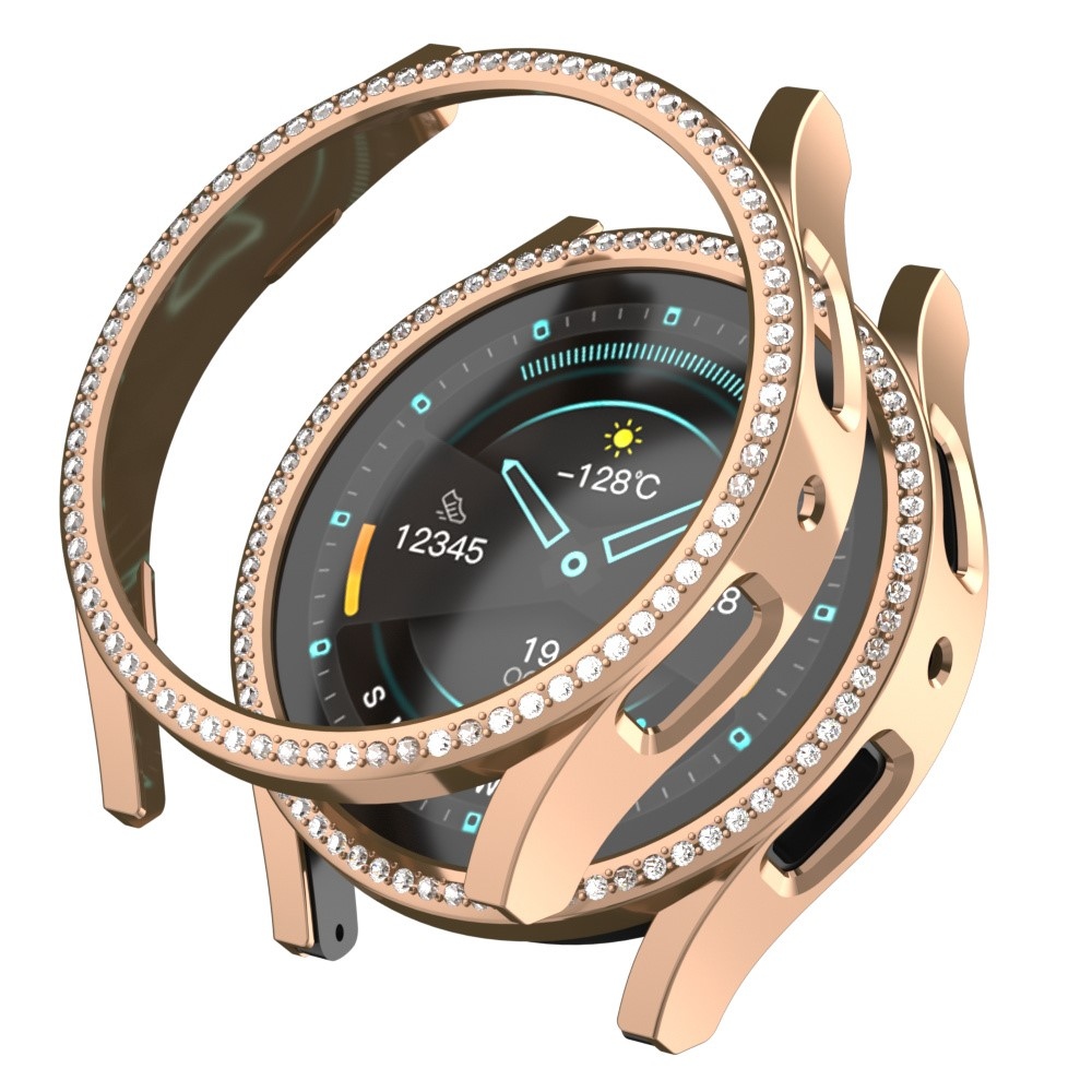 Decory plastové nasadzovacie puzdro s kamienkami na Samsung Galaxy Watch7 44mm - ružovozlaté